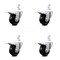 Service Caster 3 Inch Soft Rubber Wheel Swivel 3/4 Inch Square Stem Caster Set Total Lock Brake SCC-SQTTL20S314-SRS-34-4 - alternate 1